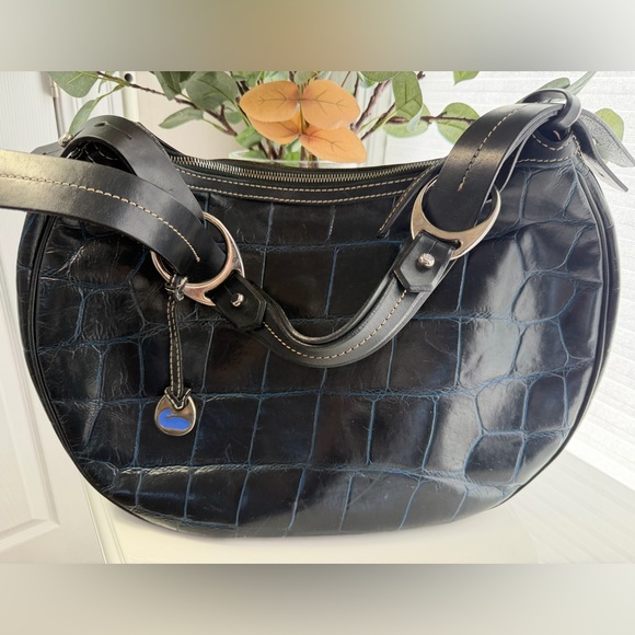 Vintage Dooney & Bourke Alto Croc Embossed Leather Zip Satchel Shoulder Bag✨ - Picture 2 of 9